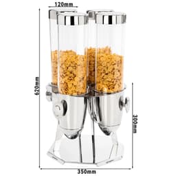 Muesli & cornflakes dispenser - quadruple - rotating - Ø 120mm - silver - rotating dispenser