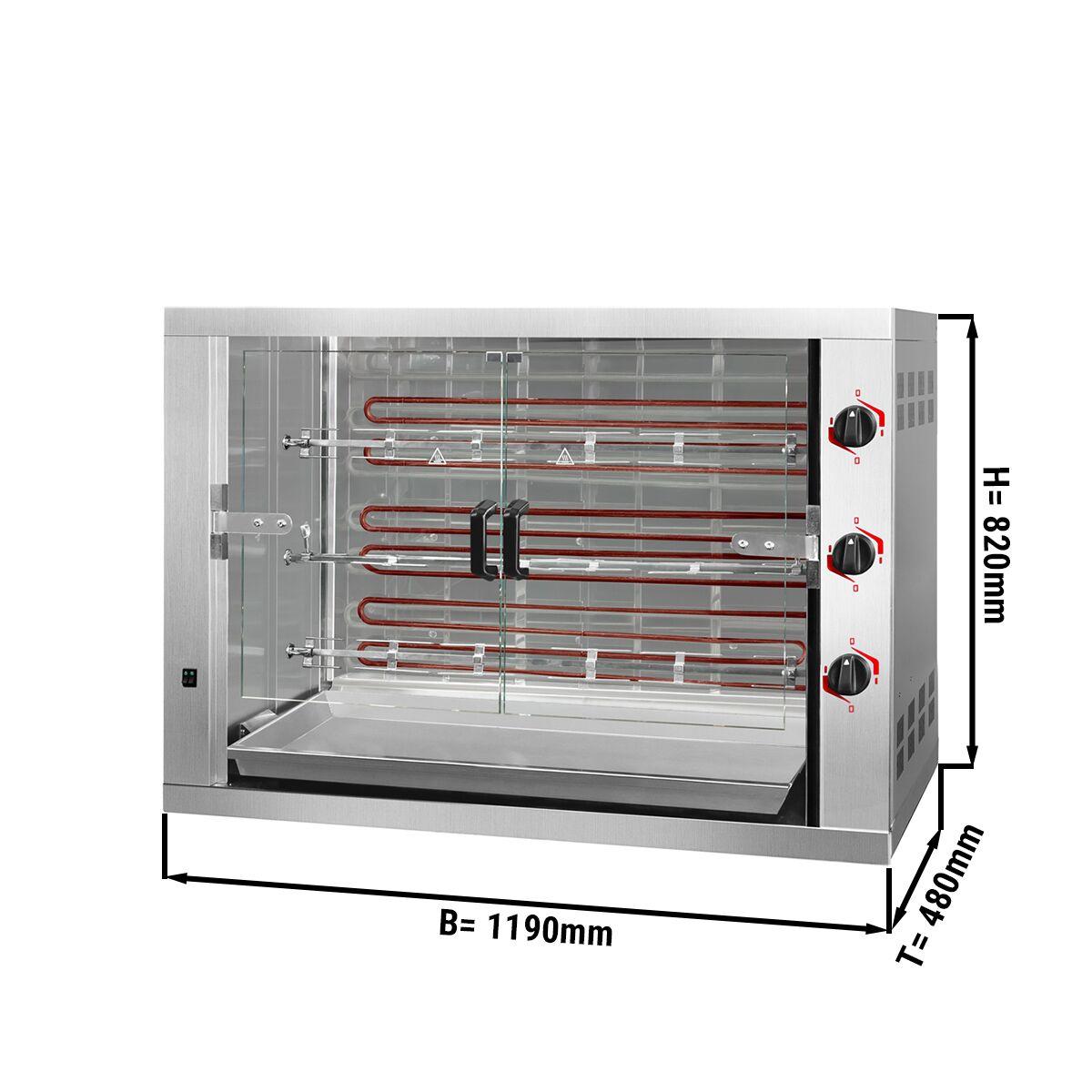 Elektrický gril na kuřata PREMIUM se 3 rožni pro 18 kuřat - 1190 x 480 x 820 mm