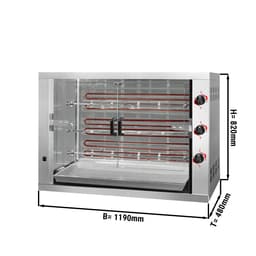 Elektrický gril na kuřata PREMIUM se 3 rožni pro 18 kuřat - 1190 x 480 x 820 mm