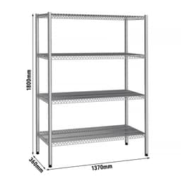 Nerezový regál - 1,4 x 0,4 m - se 4 drátěnými policemi (PEVNÉ)