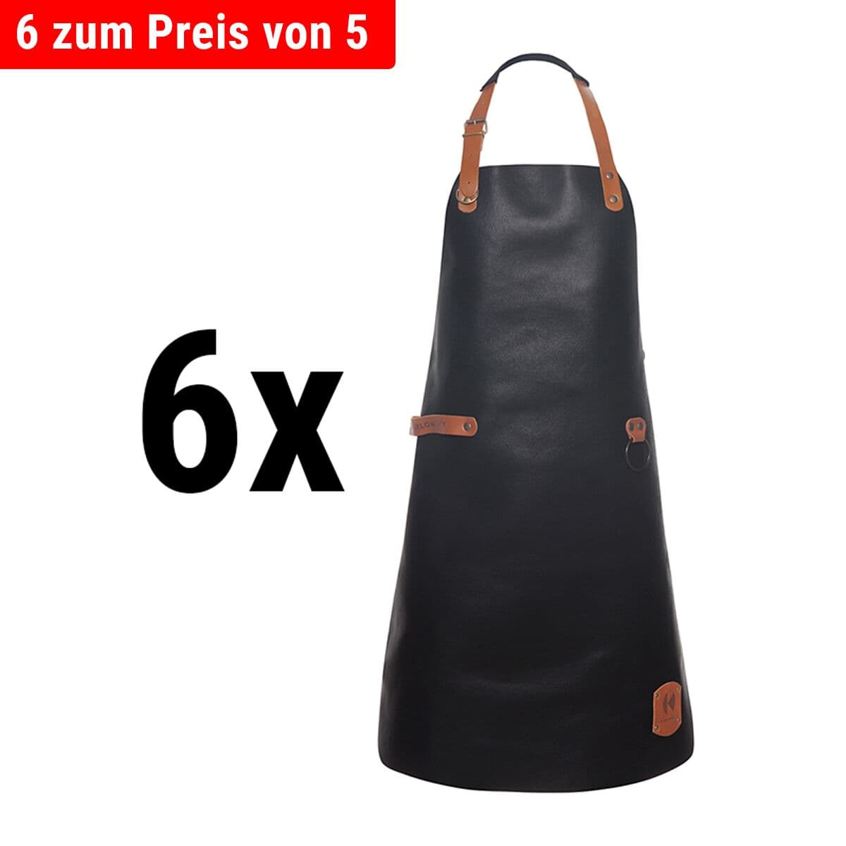 (6 pieces) Karlowsky - Leather Bib Apron - Black