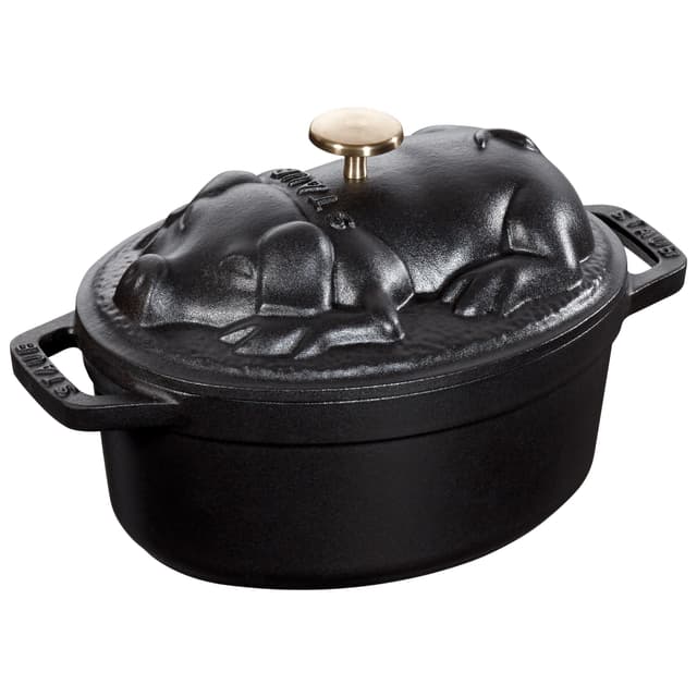 STAUB | LA COCOTTE - Kokotka - poklice s prasátkem - oválná - 170 mm - litina - černá