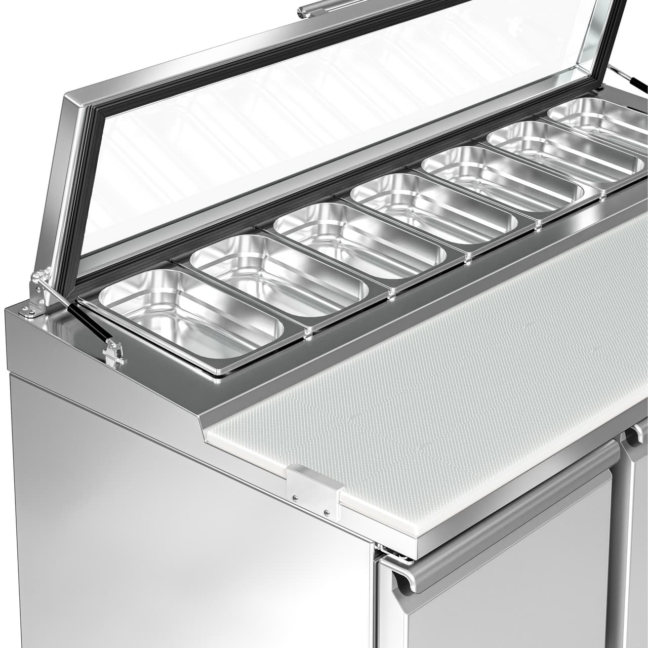 Saladette PREMIUM - 1365mm - 3 Türen - für 7x GN 1/3 - Glasdeckel