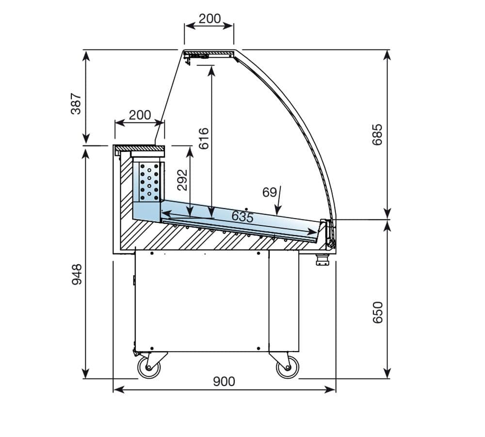 Pult na ryby - 1640mm - s LED osvětlením