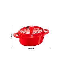 STAUB | CERAMIQUE - mini kokotka - Ø 100 mm - oválná - keramika - třešňově červená