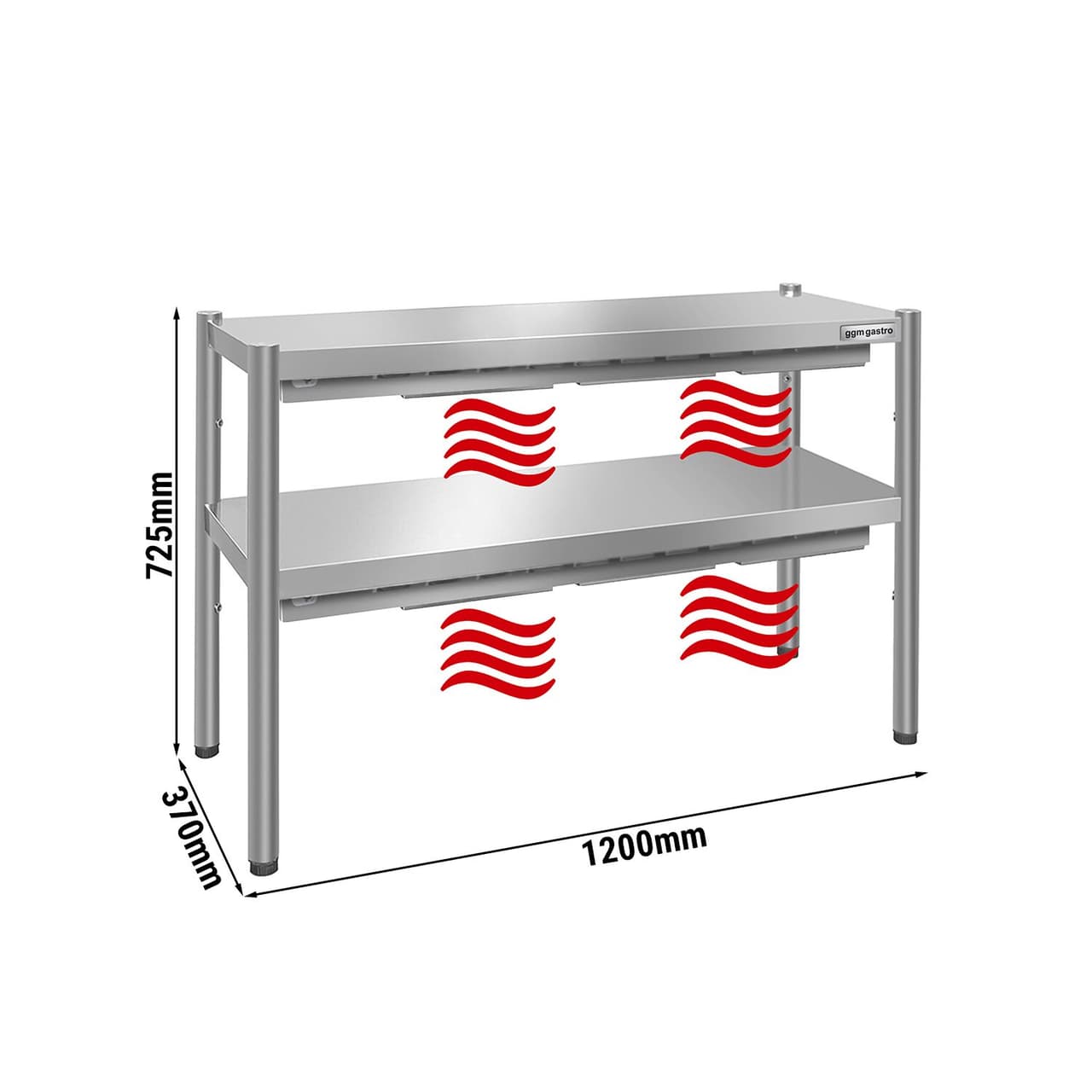 Tepelný most PREMIUM - 1200x370mm - se 2 policemi - výška: 725mm