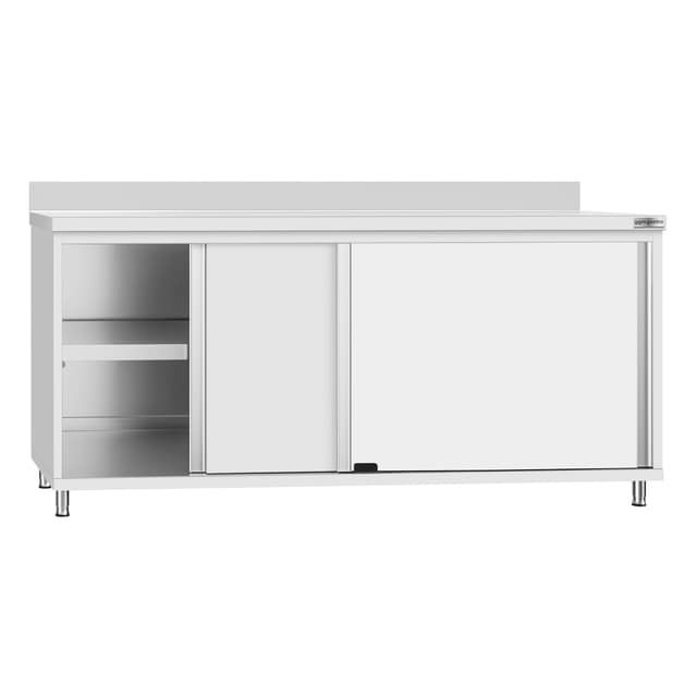 Stainless steel work cabinet ECO - 1800x700mm - with sliding door and backsplash