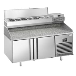 Pizza preparation table Premium PLUS- 1783x800mm - with 2 doors - incl. refrigerated display case - 7x GN 1/4