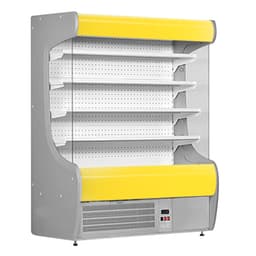 Přístěnný chladicí regál - 1070 mm - s LED osvětlením a 4 policemi - žlutý čelní panel