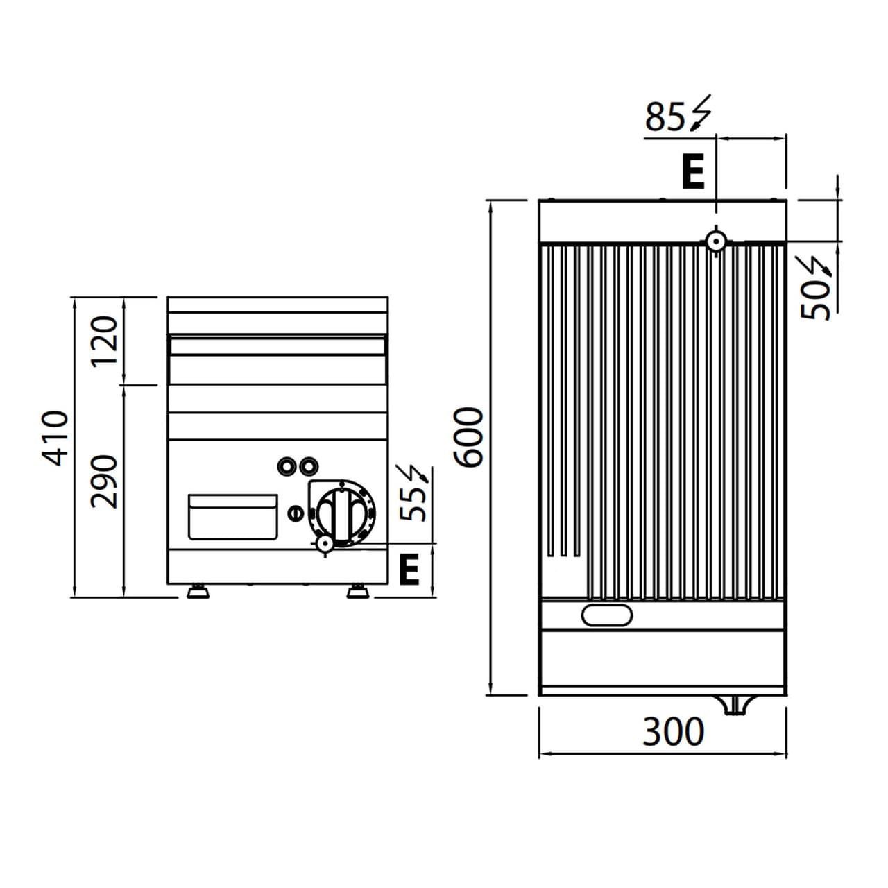 Elektrický gril - drážkovaný (4 kW)