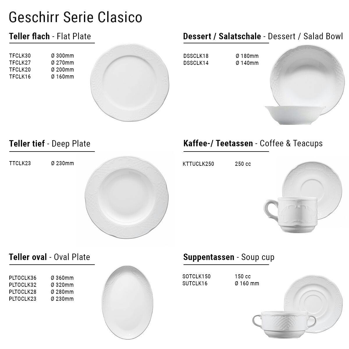 (12 Kusů) CLASICO - Dezertní / Salátová miska - Ø 18 cm 