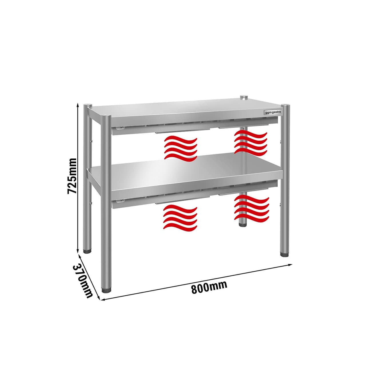 Tepelný most PREMIUM - 800x370mm - se 2 policemi - výška: 725mm