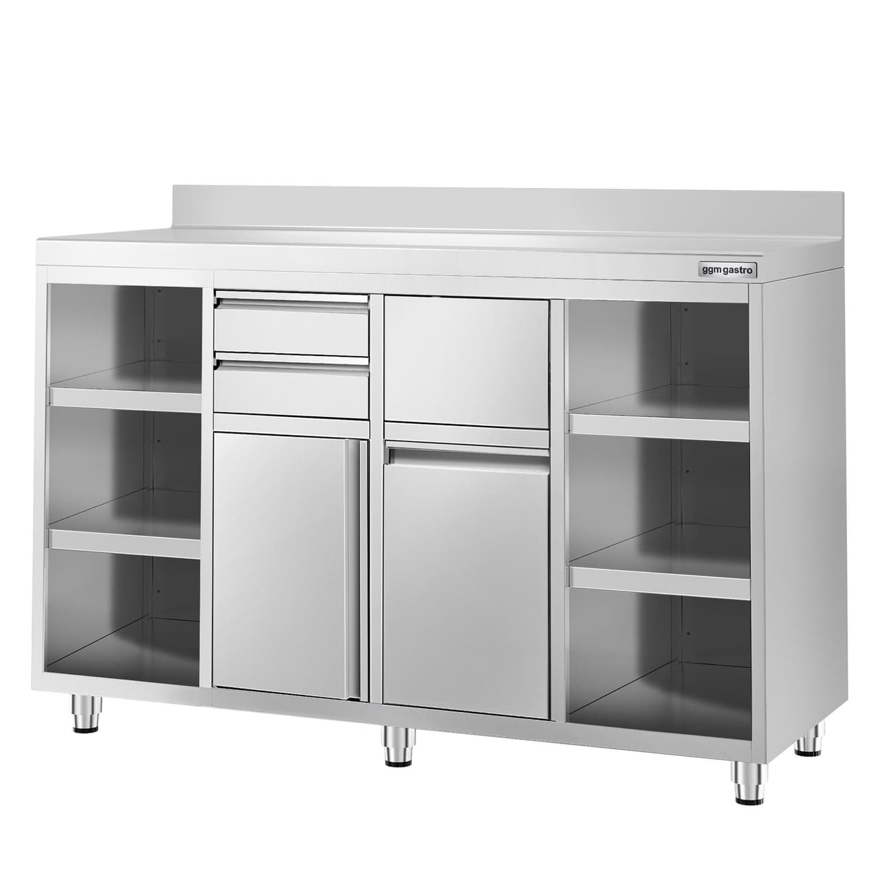 Arbeitsschrank - für Kaffeemaschine - 1600x600mm - mit Ausklopfer, 2 Schubladen, 2 Türen & Aufkantung