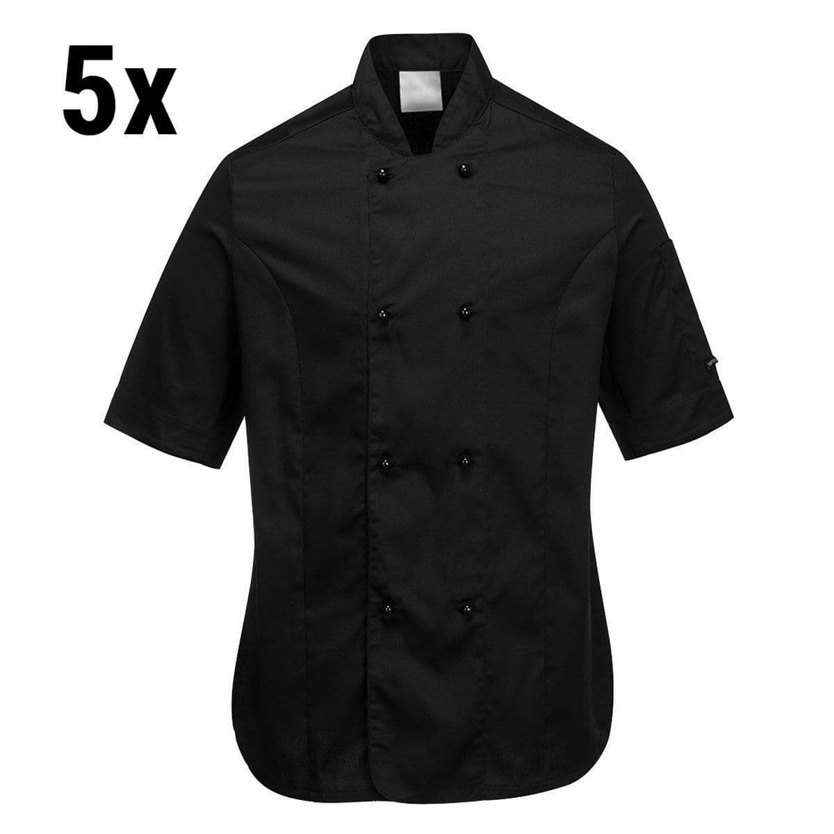 (5 pieces) Ladies chef jacket short sleeve - Black - Size: S