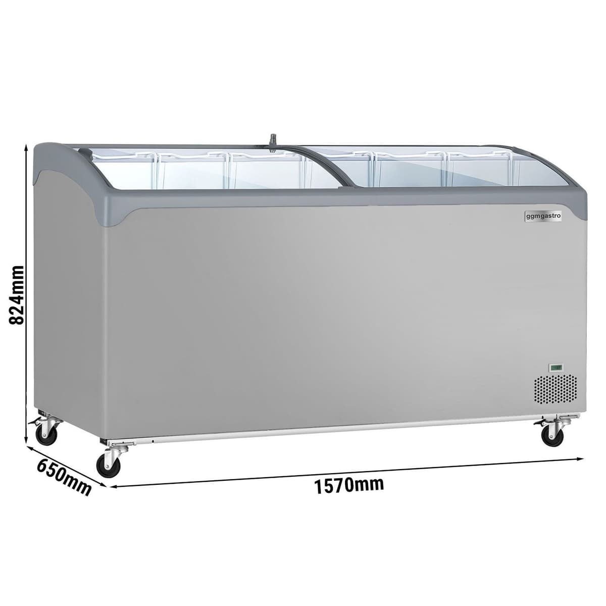 Freezer - 352 liters (net capacity) - GREY with glass lid