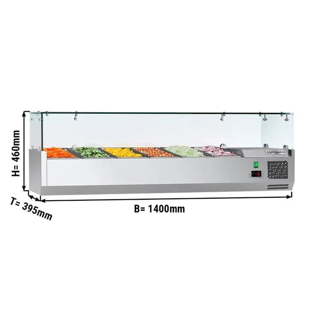 Chladicí vitrína ECO - 1,4 x 0,4 m - pro 6x 1/3 GN-nádobu  