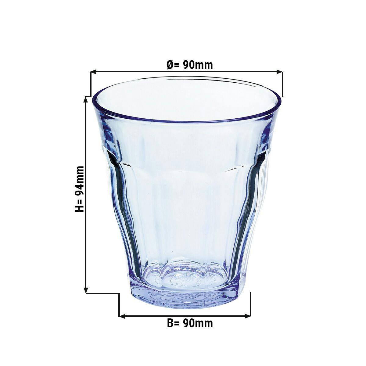 (6 Kusů) Duralex univerzální sklenice na pití - ISTANBUL - 310 ml - modrá-transparentní