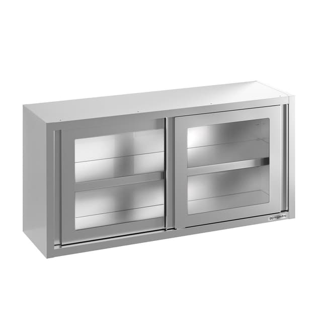 Stainless steel wall cabinet - 1000x400mm - with sliding glass door - 650mm high