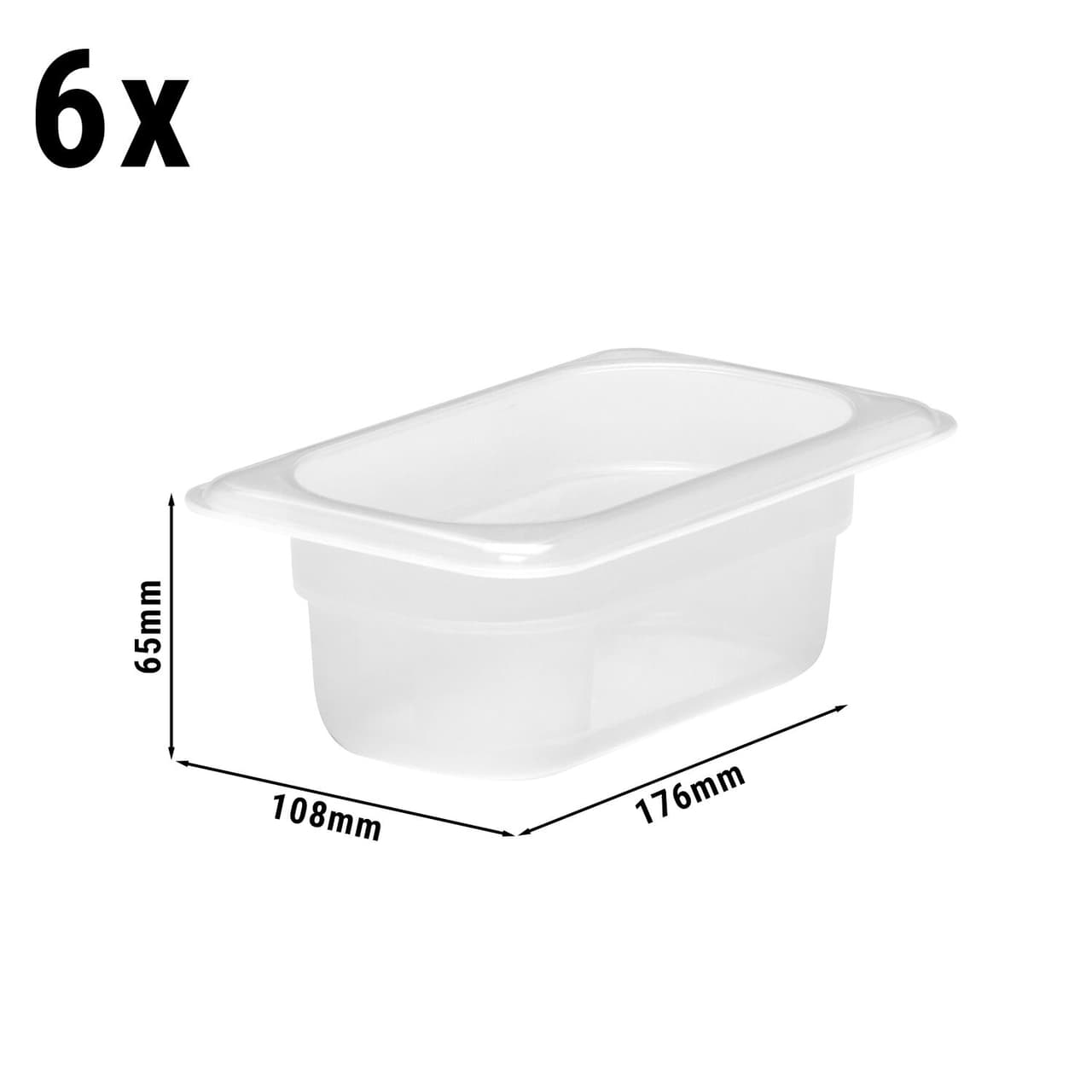 (6 kusů) CAMBRO | CAMWEAR® -polypropylenová GN nádoba 1/9 - mléčná - hloubka 65 mm