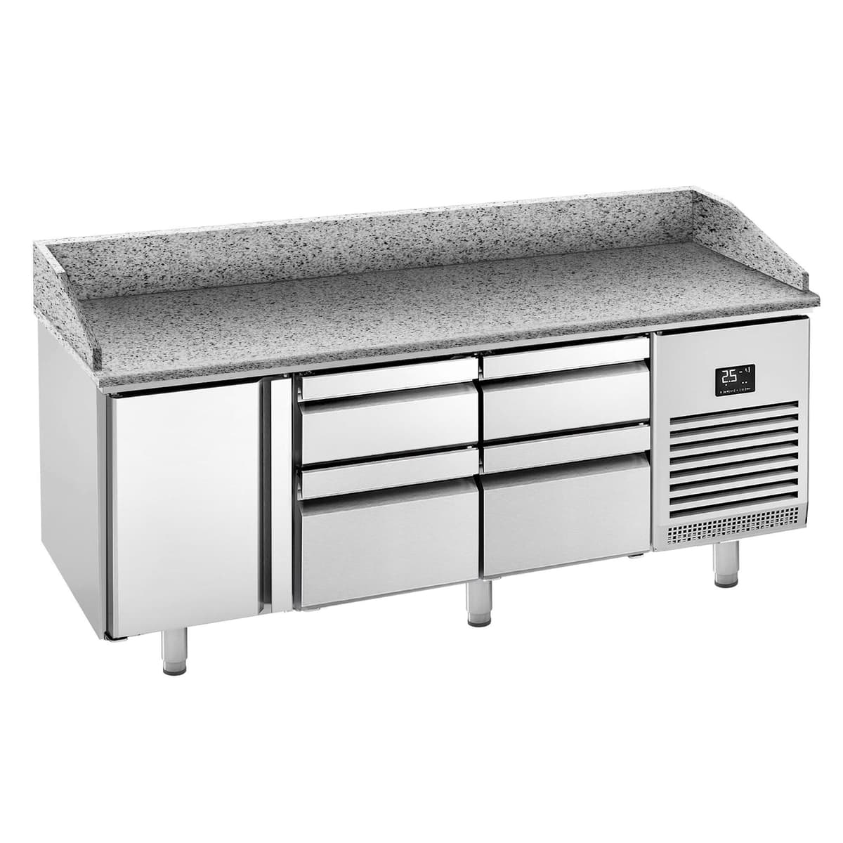 Pizza preparation table  Premium PLUS- 1980x700mm - with 1 door & 4 drawers