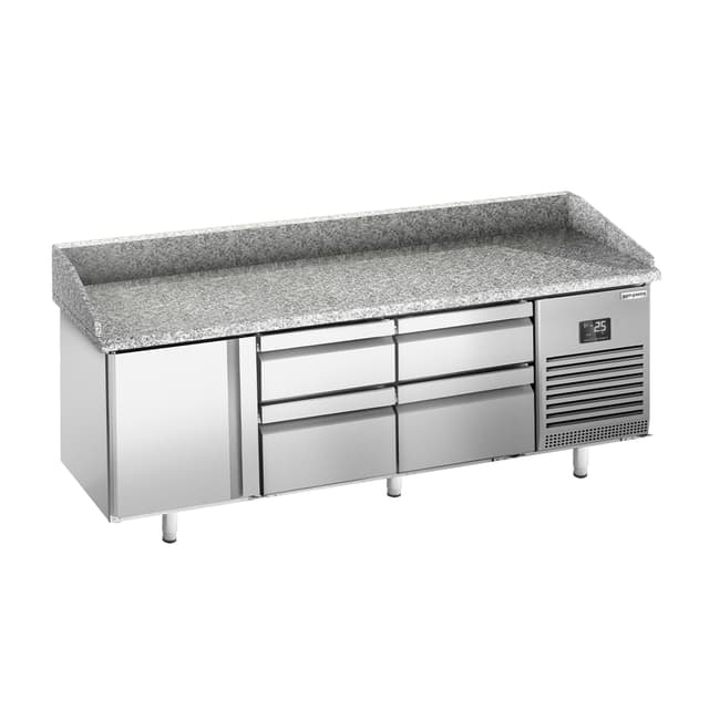 Pizza preparation table  Premium PLUS- 1980x700mm - with 1 door & 4 drawers