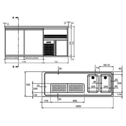 Výčepní pult 1,95 x 0,7 m - se 2 dveřmi