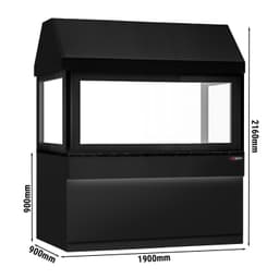 Neutrální element pro grily na dřevěné uhlí - 1900mm - přední dřevěný panel - pracovní deska z černé žuly