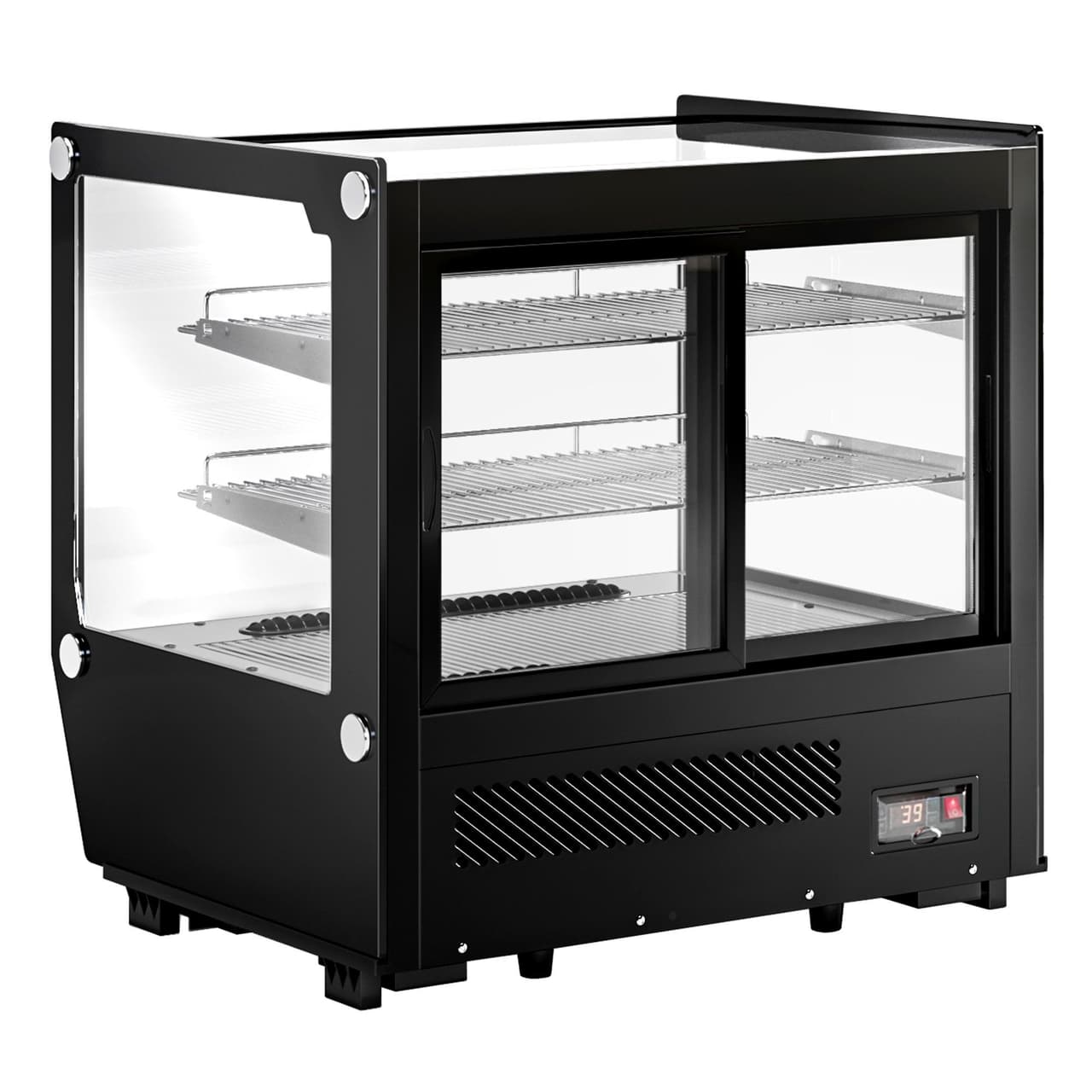 Tabletop refrigerated display case - 120 liters - 700mm - square - with 2 shelves