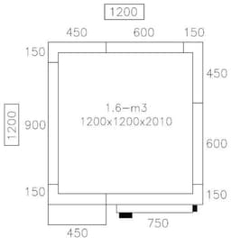 Deep-freeze cell - 1200x1200mm - 1.6m³ - incl. freezer unit & slats