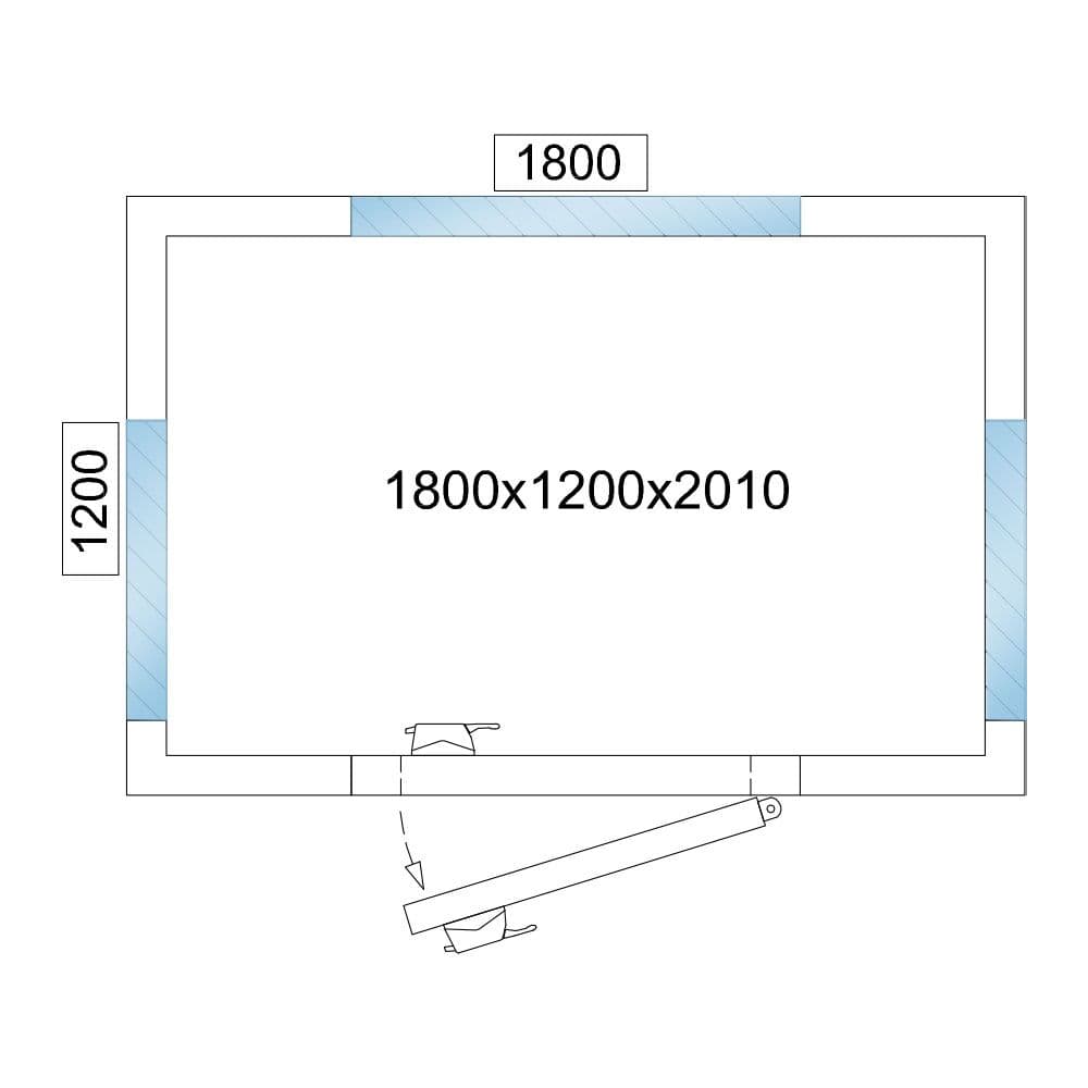 Kühlzelle - 1800x1200mm - 3,15m³ - mit 3 Glasseiten