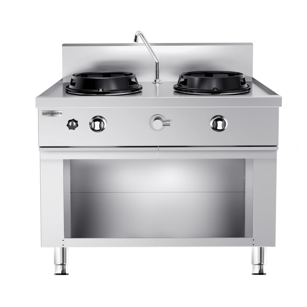 Gas wok cooker - 30 kW - 2 hobs - incl. 1 mini water column