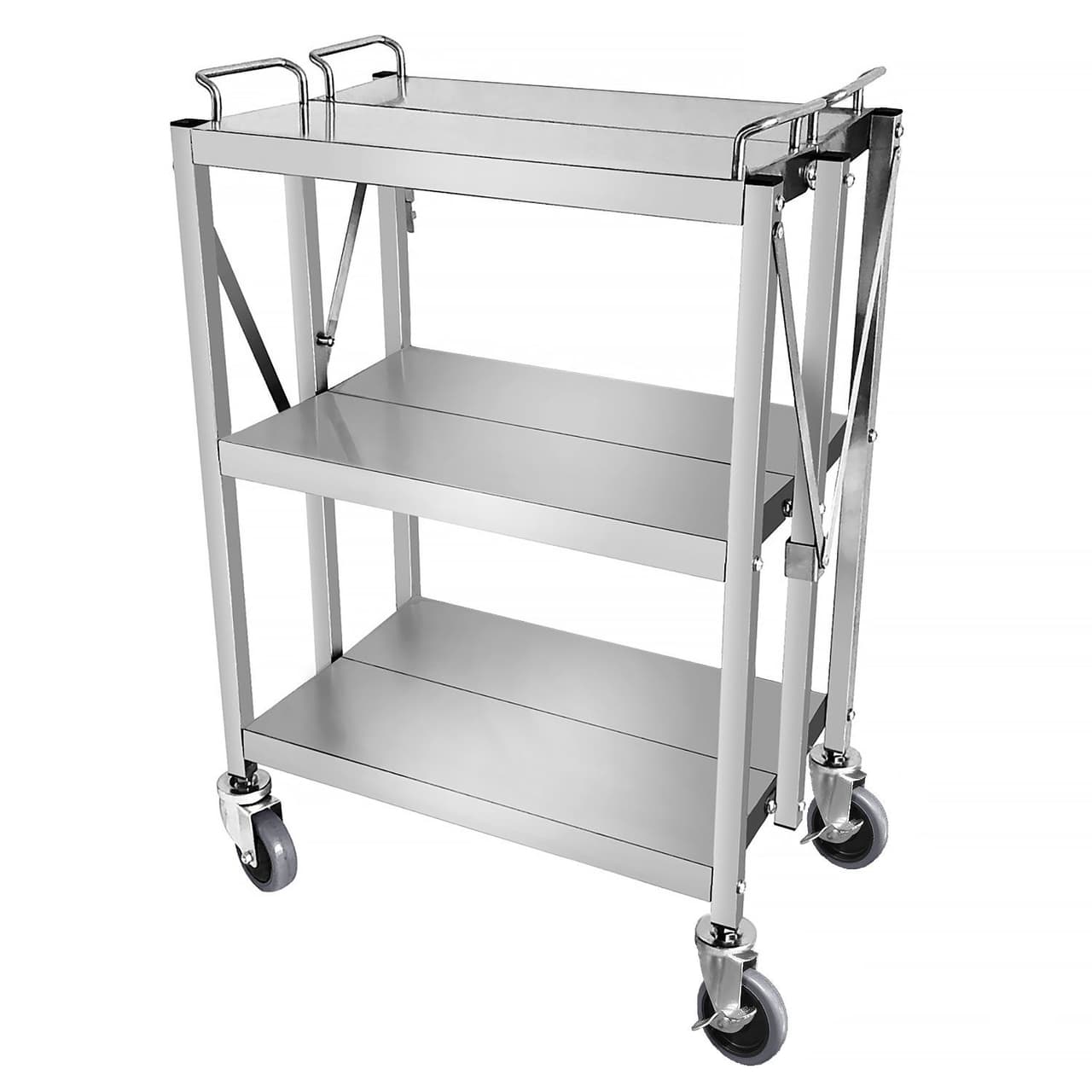 Serving trolley - foldable - 635x400mm - with 3 shelves