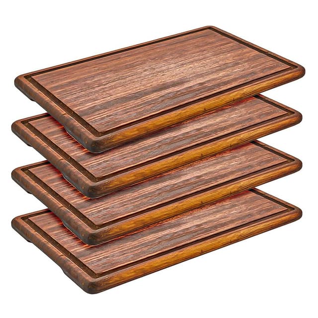 (6 pieces) Iroko wood steak plate - 350 x 250 mm