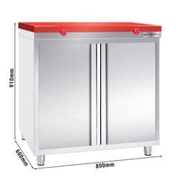 Stainless steel work cabinet PREMIUM - 800x600mm - with hinged door without backsplash incl. cutting plate