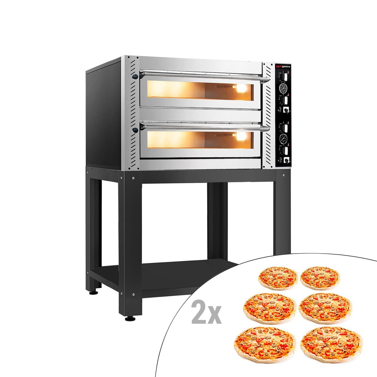 Elektro Pizzaofen - 6+6x 30cm (Tief) - Manuell - inkl. Untergestell