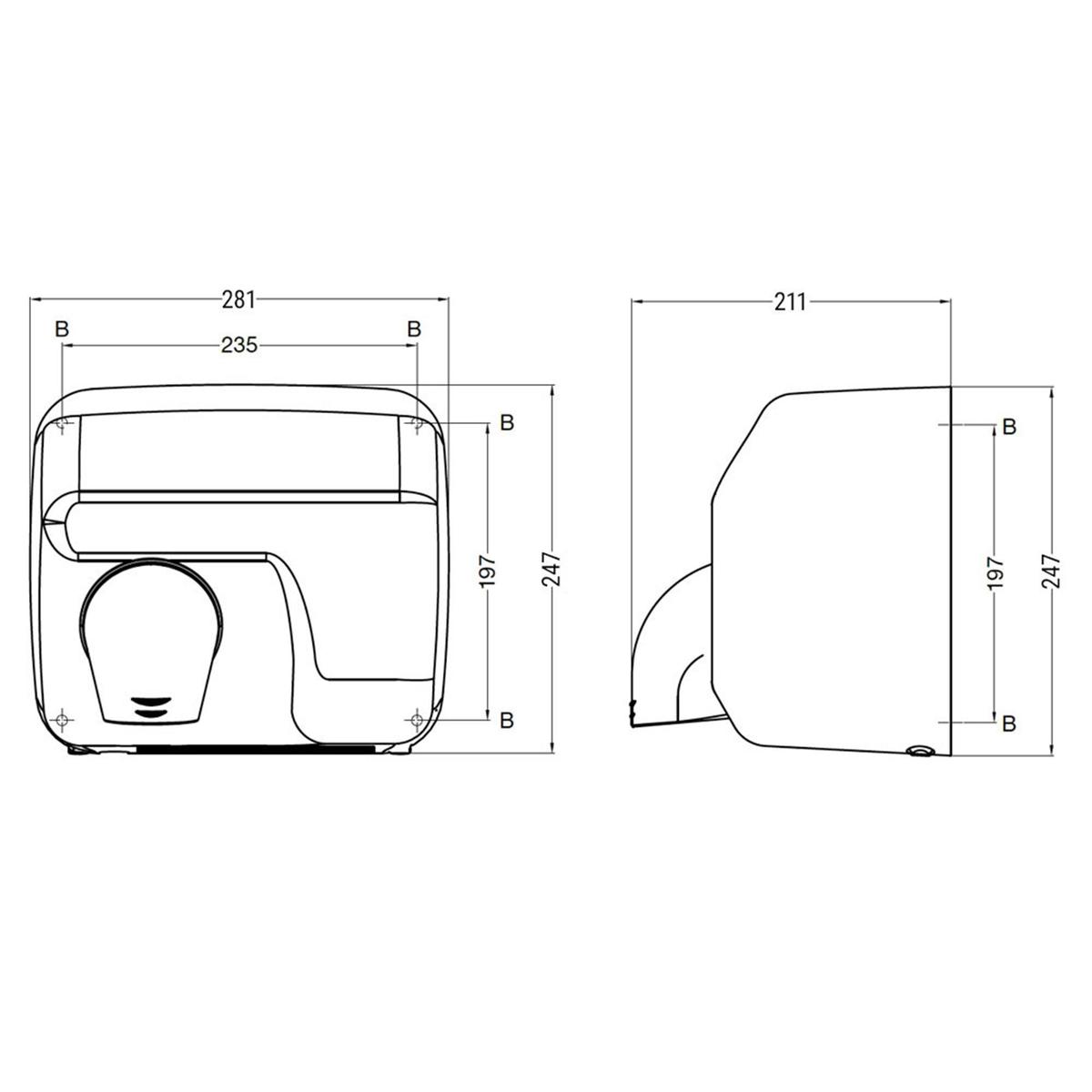 (2 pieces) AIR-WOLF | Hand dryer with infrared sensor - stainless steel