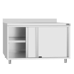 Stainless steel work cabinet ECO - 1200x700mm - with sliding door and backsplash