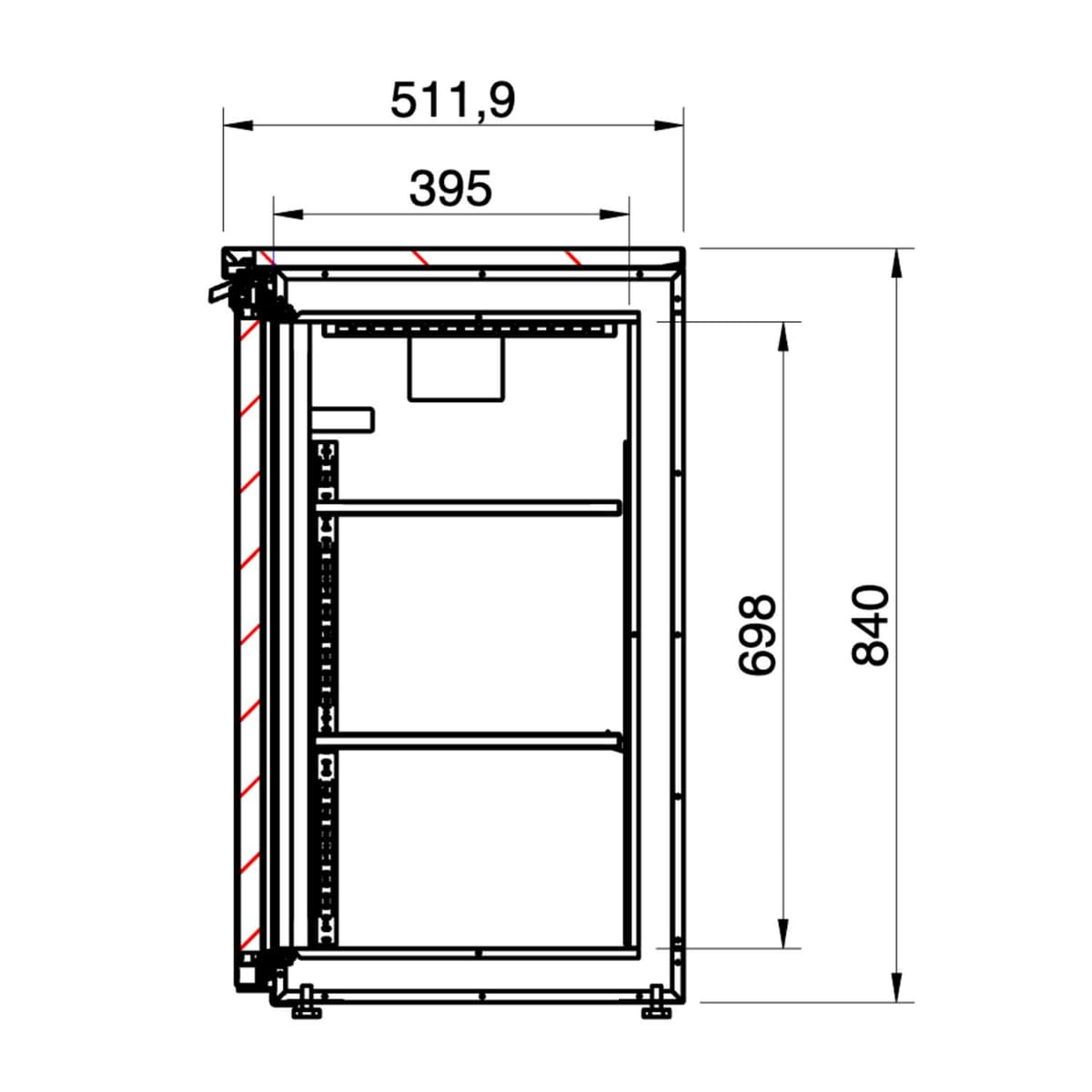 Prémiový barový a nápojový pult - 1435x528 mm - 260L - se 2 skleněnými dveřmi