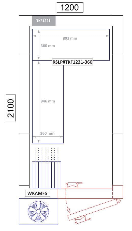 Regálová sestava hliníková (eloxovaná) - tvar L - hloubka: 360 mm