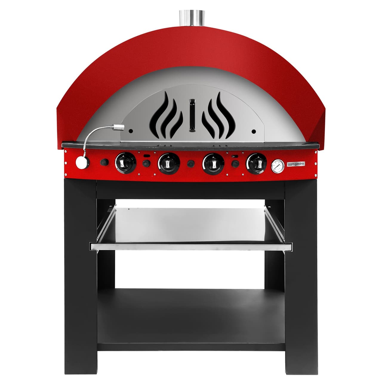 Gas pizza oven - red - 11x 25cm - manual - incl. stand