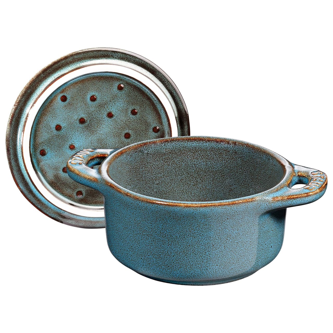 STAUB | CERAMIQUE - mini kokotka - Ø 100 mm - kulatá - keramika - tyrkysová barva