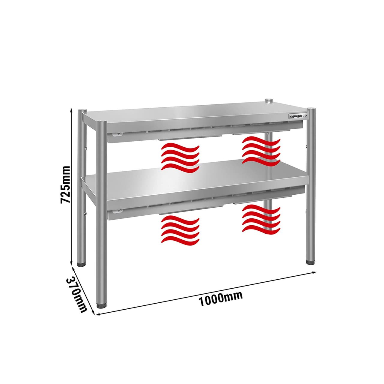 PREMIUM tepelný most - 1000x370mm - se 2 policemi - výška: 725mm