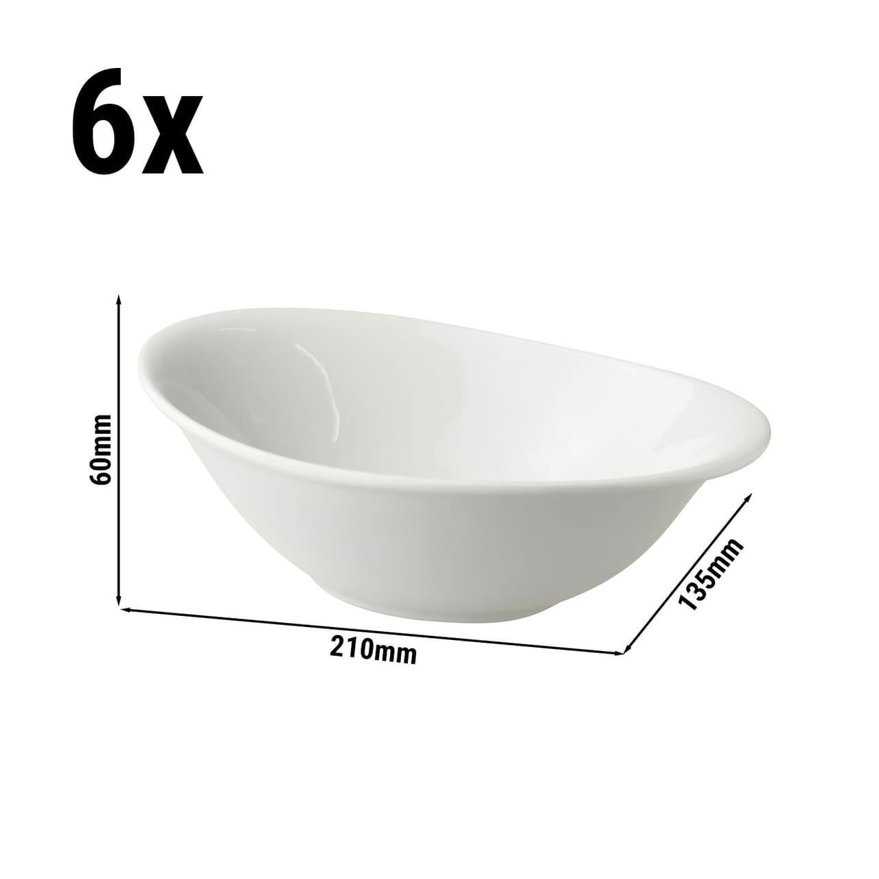 (6 Kusů) WHITE DELIGHT - Mísa -210x135mm - 450ml - bílá