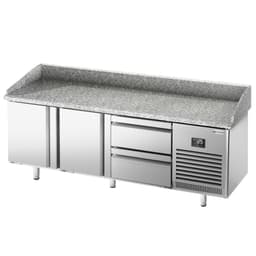 Pizza preparation table Premium PLUS- 1980x700mm- with 2 doors & 2 drawers 