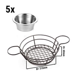 (5 Kusů) Košík na prstové jídlo s dip miskou - Ø 21 cm 