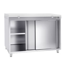 Stainless steel work cabinet PREMIUM - 1200x600mm - with sliding door without backsplash incl. cutting plate