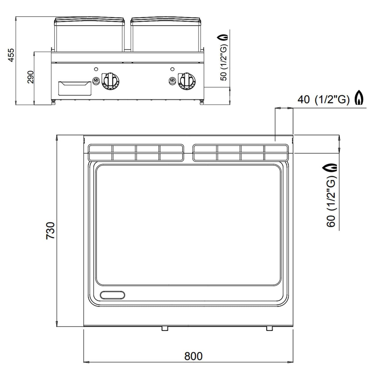 Plynový gril - hladký (13,8 kW)