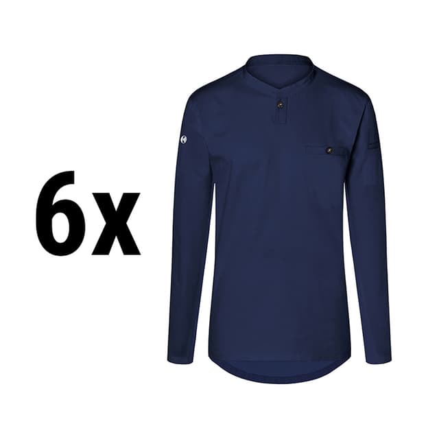 (6 Stück) KARLOWSKY | Langarm Herren Arbeitsshirt Performance - Marine - Größe: XS