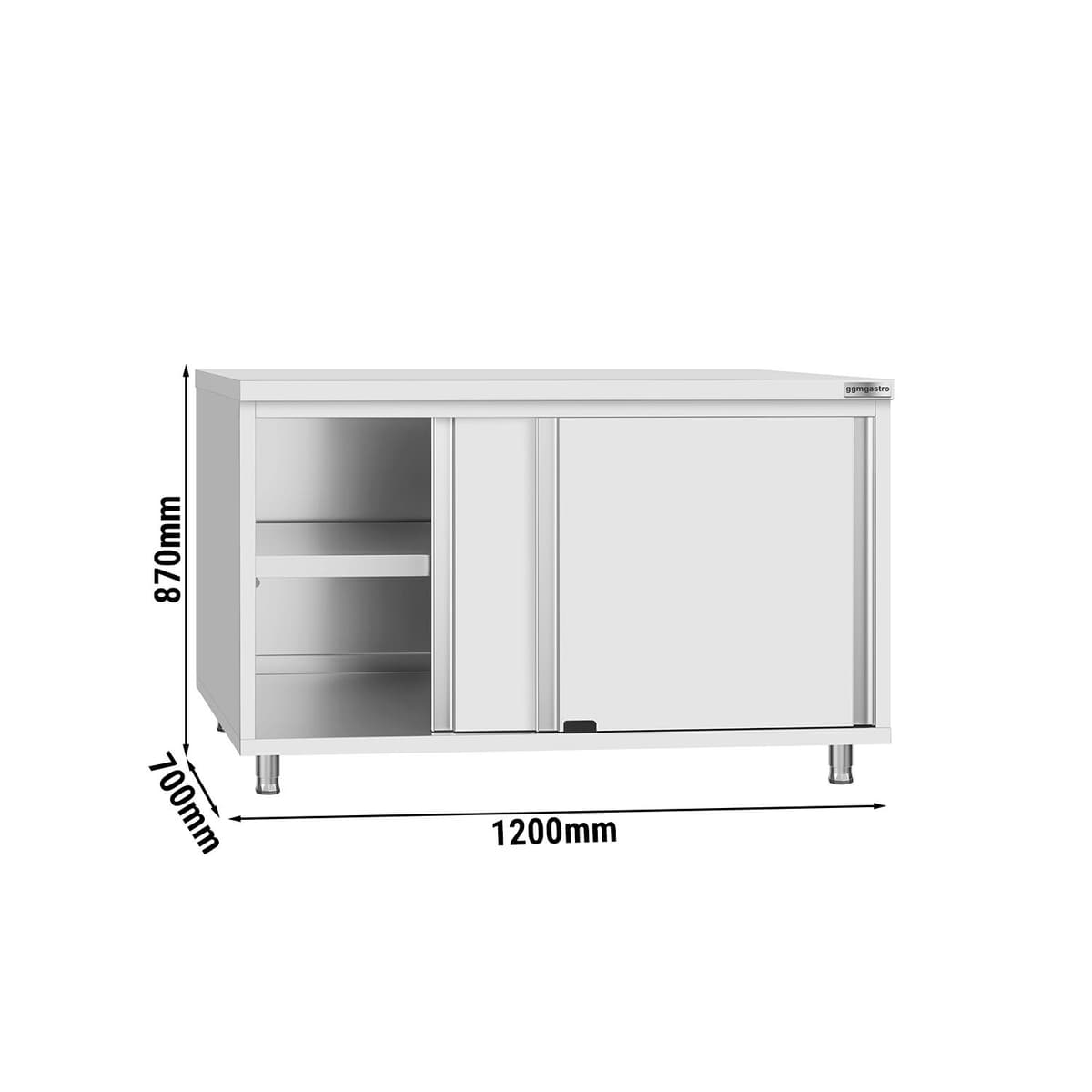 Stainless steel work cabinet ECO - 1200x700mm - with sliding door