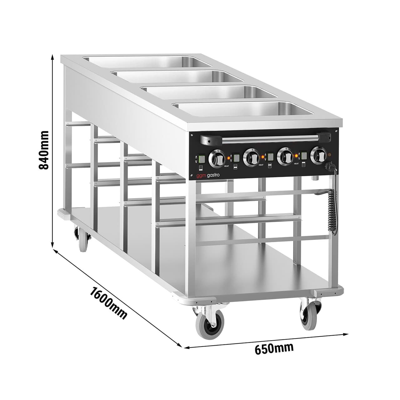 Termo vozík Bain Marie - 4 x GN 1/1 - samostatně nastavitelná teplota vaničky